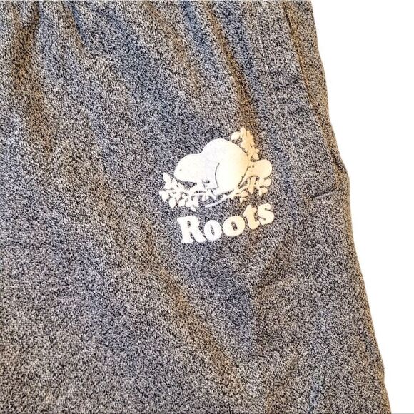 Roots Women's Heathered Grey Logo Drawstring Shorts Size S - Picture 4 of 7